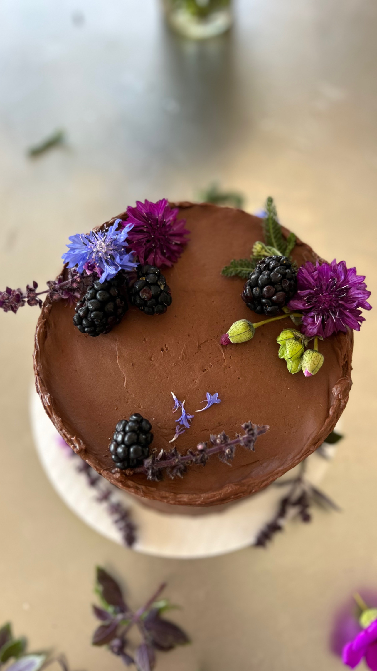 Chocolate Cake with Flowers
